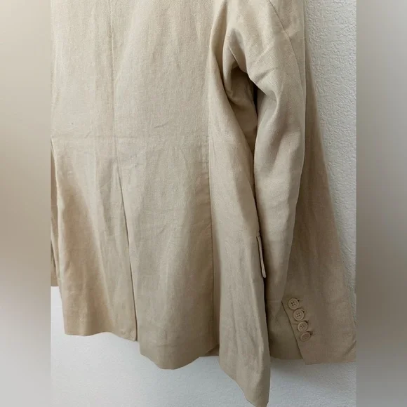 Scoop Size L Linen Blend Tan Boxy Fit Blazer - Picture 10 of 11